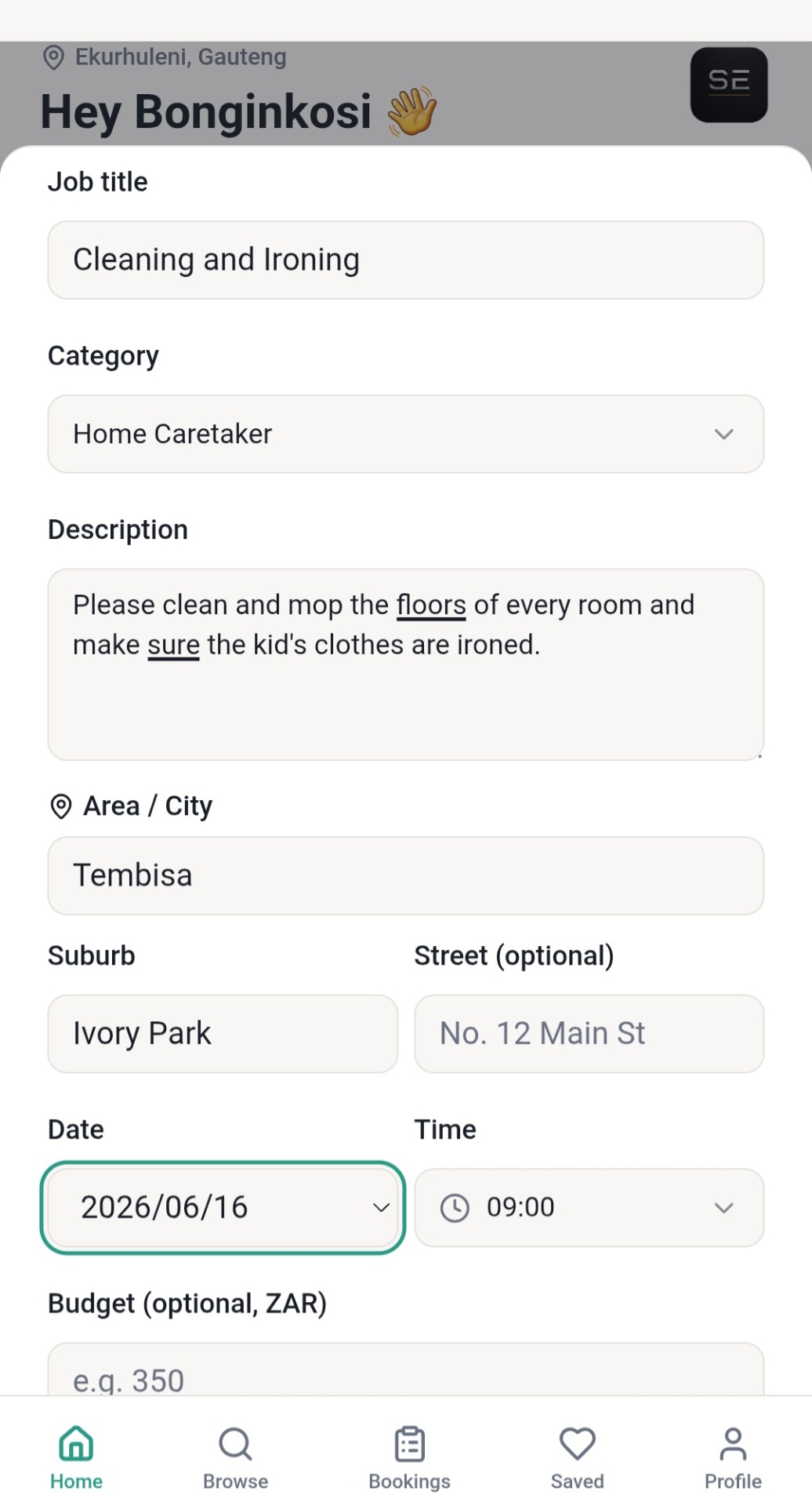 Step 01: Fill in your job details