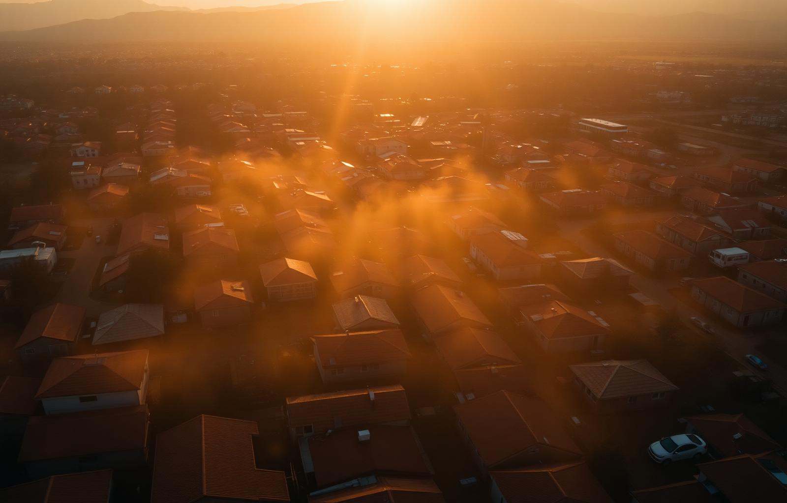 Aerial view of Tembisa at golden hour